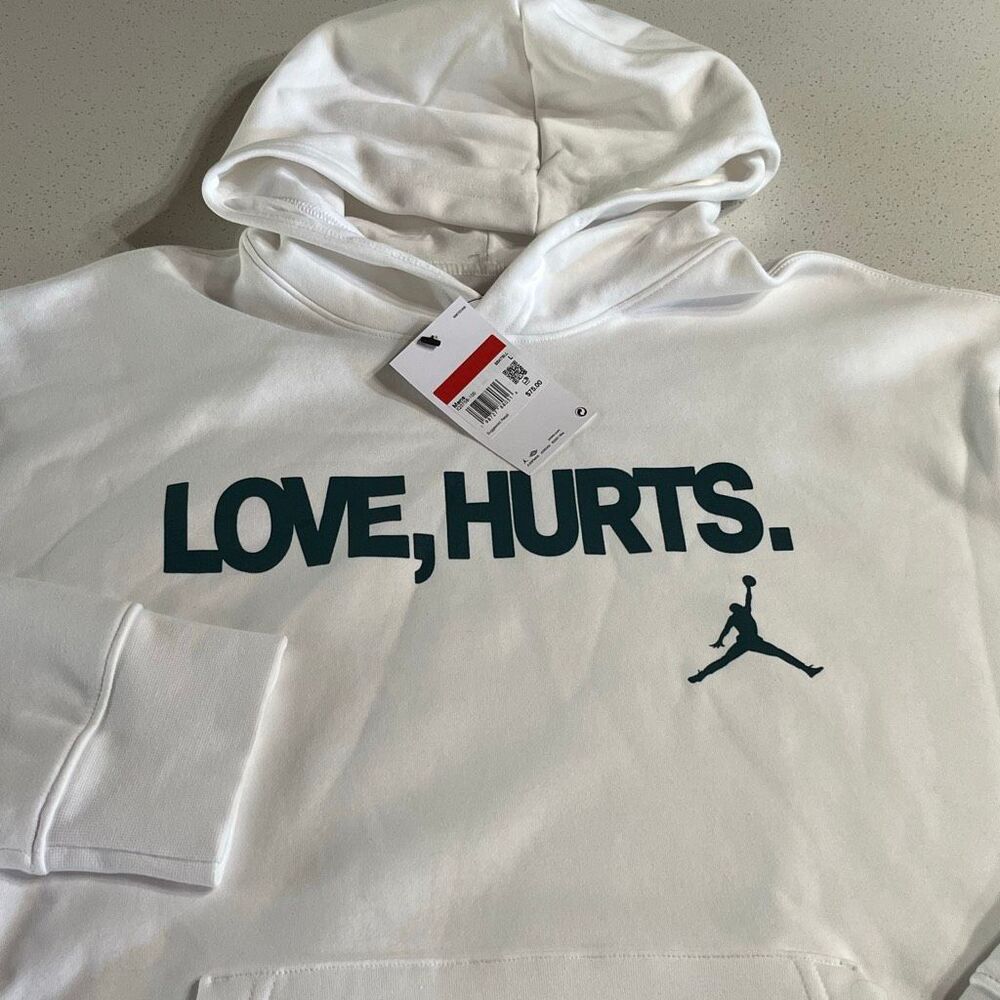 Jordan Jalen Hurts Love Hurts Hoodie Mens L White Eagles IQ3758-100 NWT - Picture 1 of 7